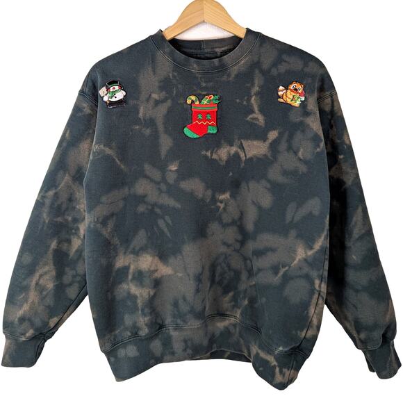 Vintage Tie Dye Oversized Christmas Sweatshirt Pullover Ugly Sweater 90's Sz XS - Picture 8 of 8